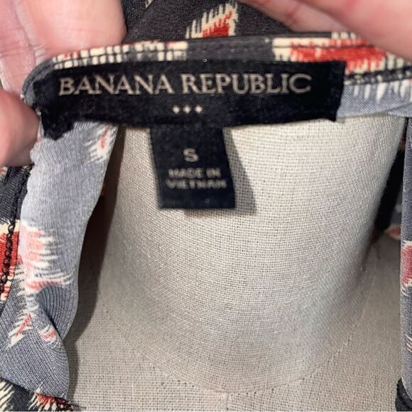 Banana Republic Womens Printed Stretch V-Neck Sleeveless Wrap Dress Black Small - Picture 11 of 14